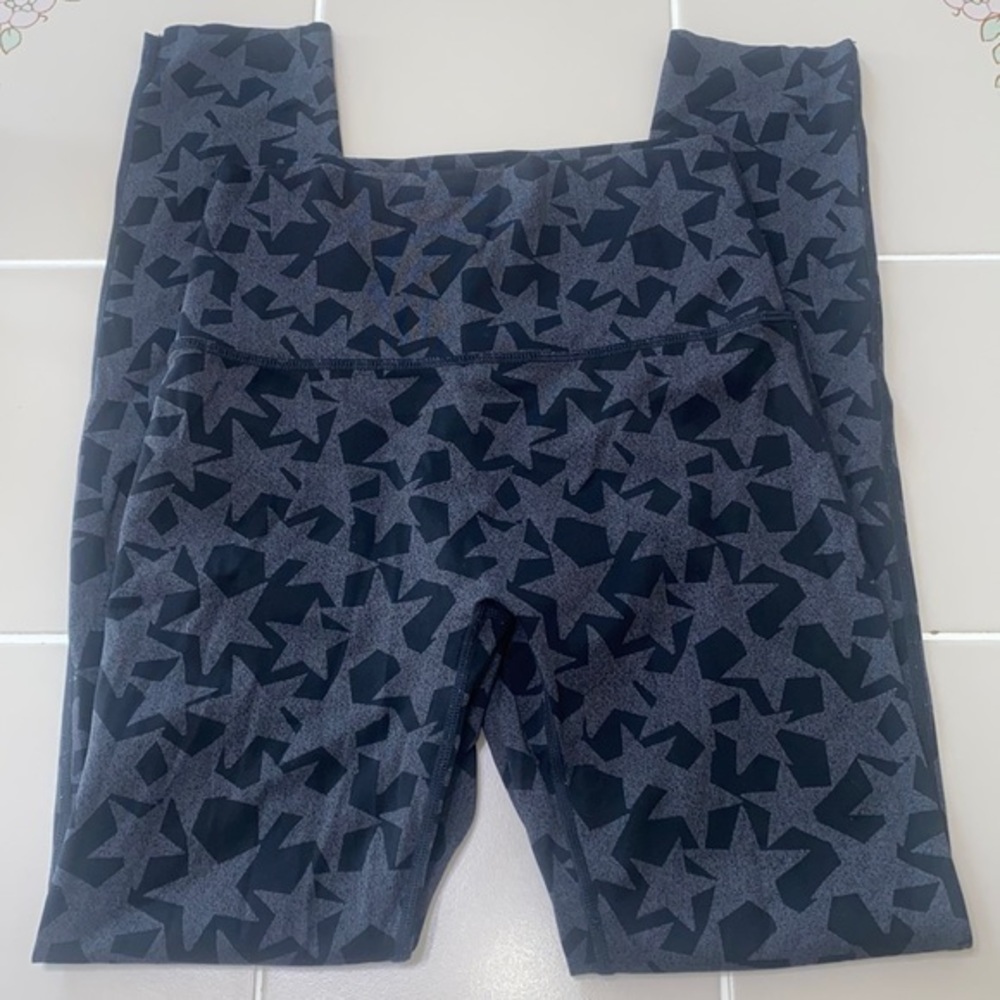 Aerie Chill. Play. Move. High Waisted Star Print Leggings Black and Gray Size M